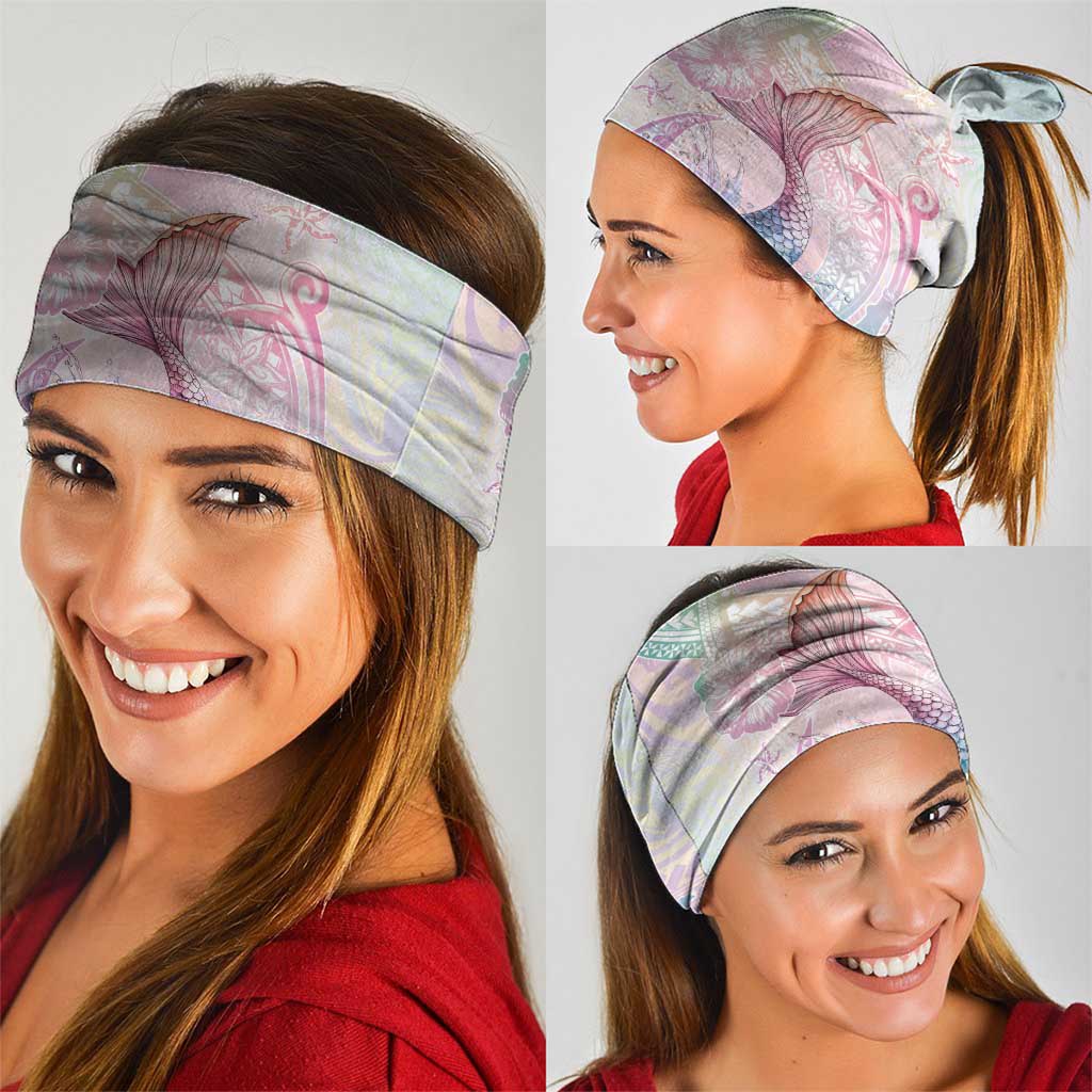 Hawaii Mermaid Sweet Pastel Neck Gaiter Polynesian Pattern Fish Hook