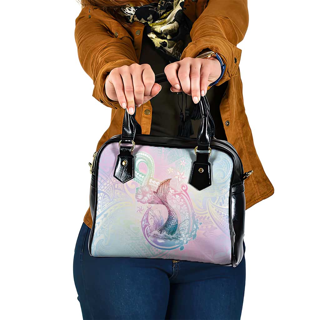 Hawaii Mermaid Sweet Pastel Shoulder Handbag Polynesian Pattern Fish Hook