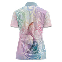 Hawaii Mermaid Sweet Pastel Women Polo Shirt Polynesian Pattern Fish Hook