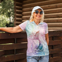 Hawaii Mermaid Sweet Pastel Women Polo Shirt Polynesian Pattern Fish Hook