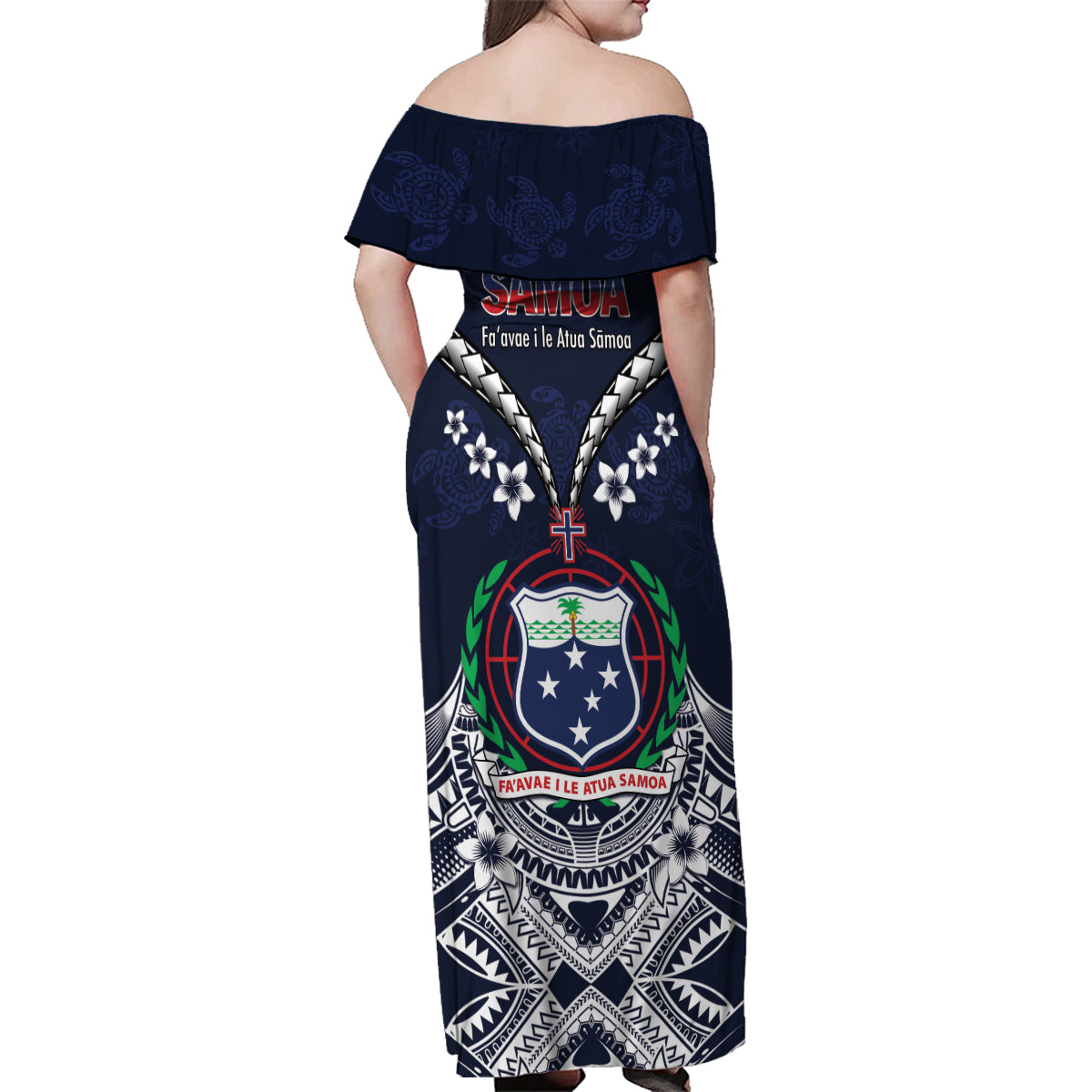 Samoa Independence Day Family Matching Off Shoulder Maxi Dress and Hawaiian Shirt Ula Nifo Mix Turtle