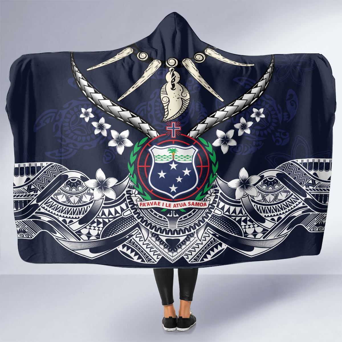 Samoa Independence Day Hooded Blanket Ula Nifo Mix Turtle