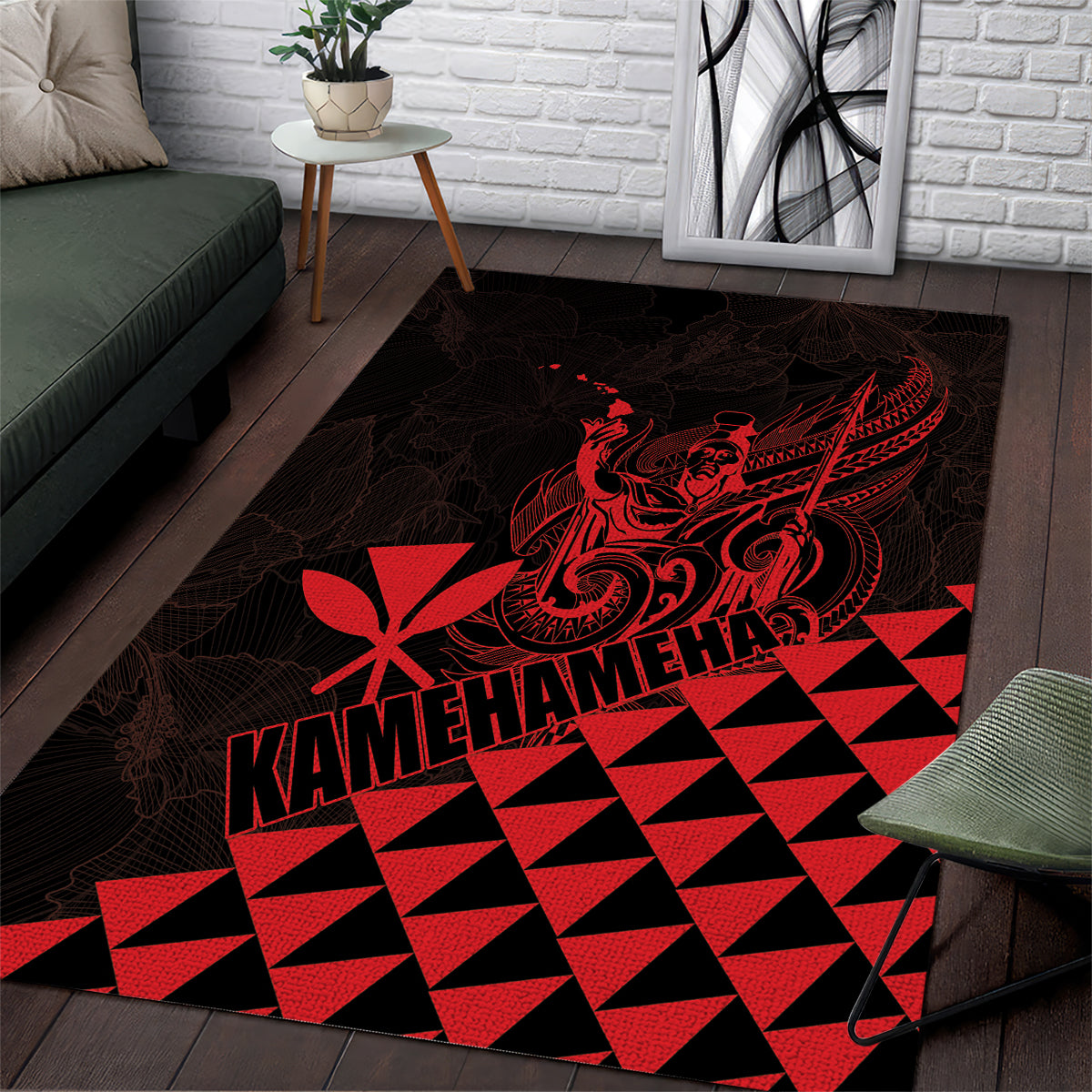 King Kamehameha Day Area Rug Kakau Polynesian Pattern