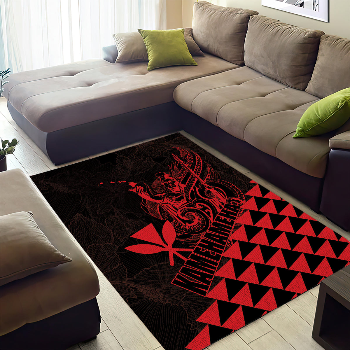 King Kamehameha Day Area Rug Kakau Polynesian Pattern