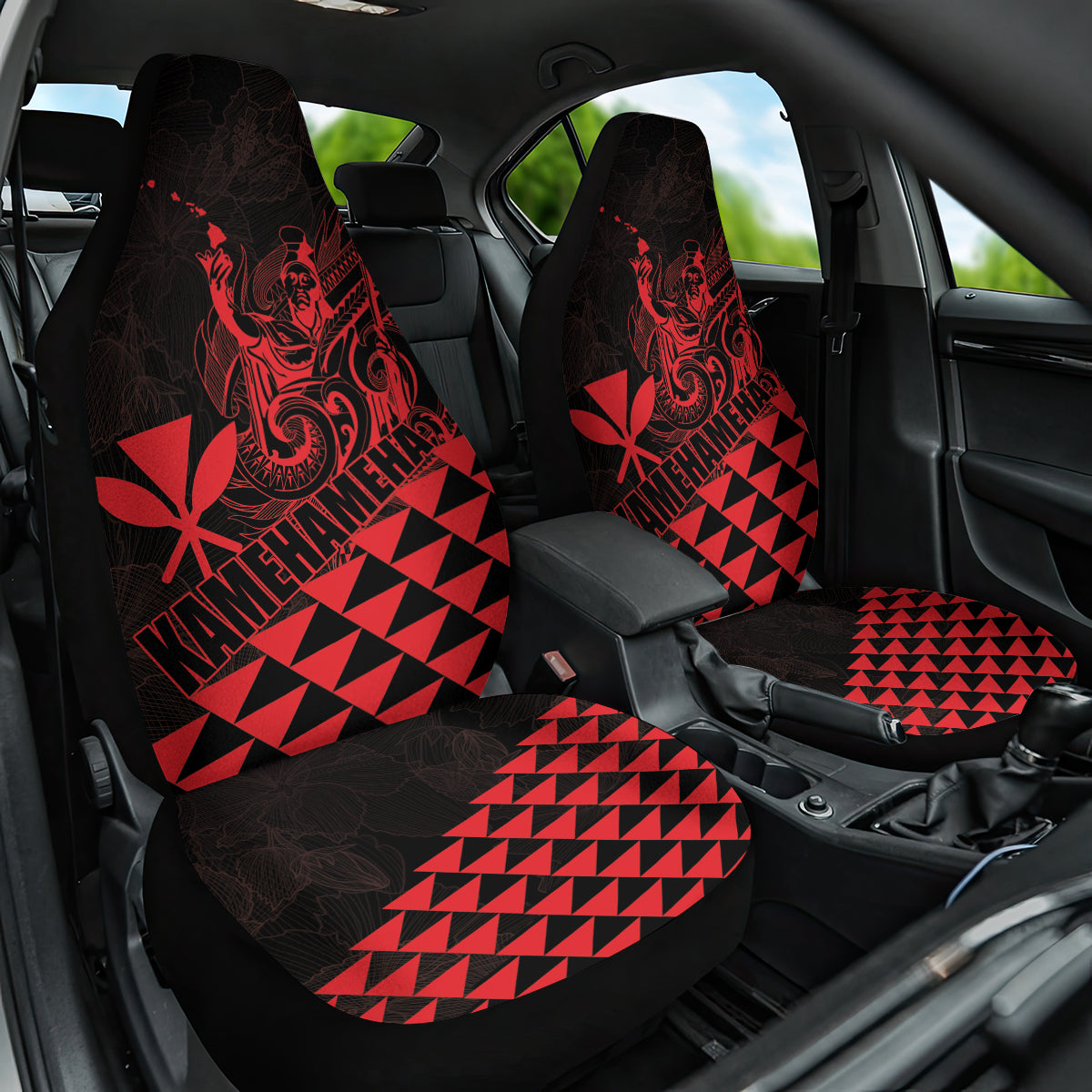 King Kamehameha Day Car Seat Cover Kakau Polynesian Pattern