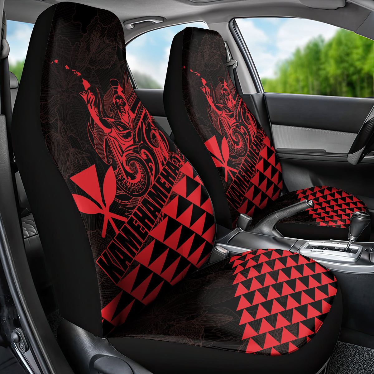 King Kamehameha Day Car Seat Cover Kakau Polynesian Pattern