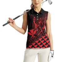 Personalized King Kamehameha Day Women Sleeveless Polo Shirt Kakau Polynesian Pattern