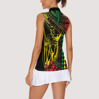 King Kamehameha Day Women Sleeveless Polo Shirt Hawaii Kakau Reggae