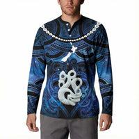 Personalized Maori Matariki Manaia Button Sweatshirt Maori Kowhaiwhai Pattern Galaxy