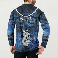 Personalized Maori Matariki Manaia Button Sweatshirt Maori Kowhaiwhai Pattern Galaxy