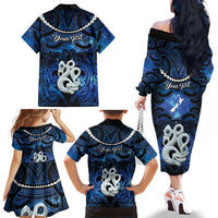 Personalized Maori Matariki Manaia Family Matching Off The Shoulder Long Sleeve Dress and Hawaiian Shirt Maori Kowhaiwhai Pattern Galaxy