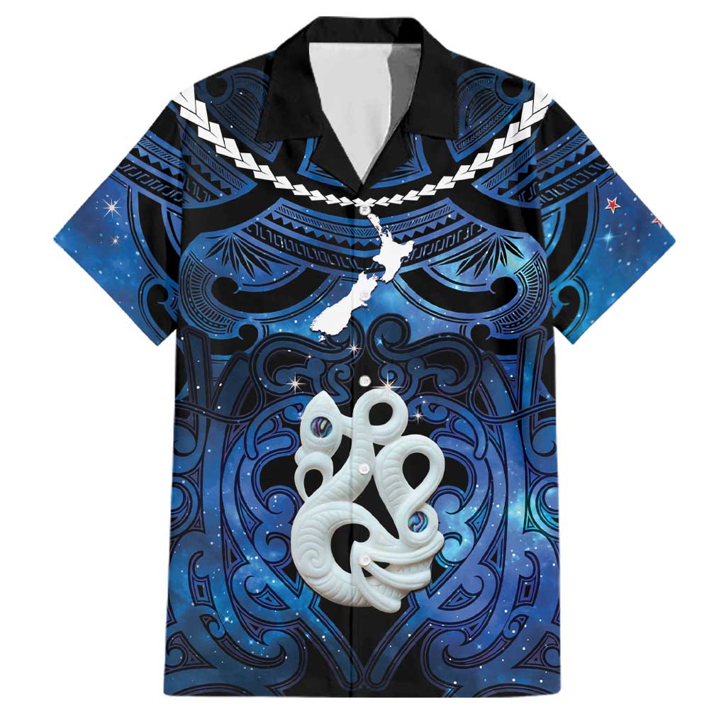 Personalized Maori Matariki Manaia Family Matching Off Shoulder Maxi Dress and Hawaiian Shirt Maori Kowhaiwhai Pattern Galaxy