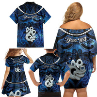 Personalized Maori Matariki Manaia Family Matching Off Shoulder Short Dress and Hawaiian Shirt Maori Kowhaiwhai Pattern Galaxy