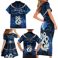 Personalized Maori Matariki Manaia Family Matching Short Sleeve Bodycon Dress and Hawaiian Shirt Maori Kowhaiwhai Pattern Galaxy