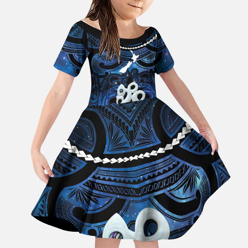 Personalized Maori Matariki Manaia Family Matching Tank Maxi Dress and Hawaiian Shirt Maori Kowhaiwhai Pattern Galaxy
