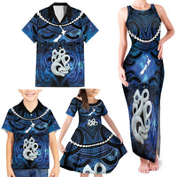 Personalized Maori Matariki Manaia Family Matching Tank Maxi Dress and Hawaiian Shirt Maori Kowhaiwhai Pattern Galaxy