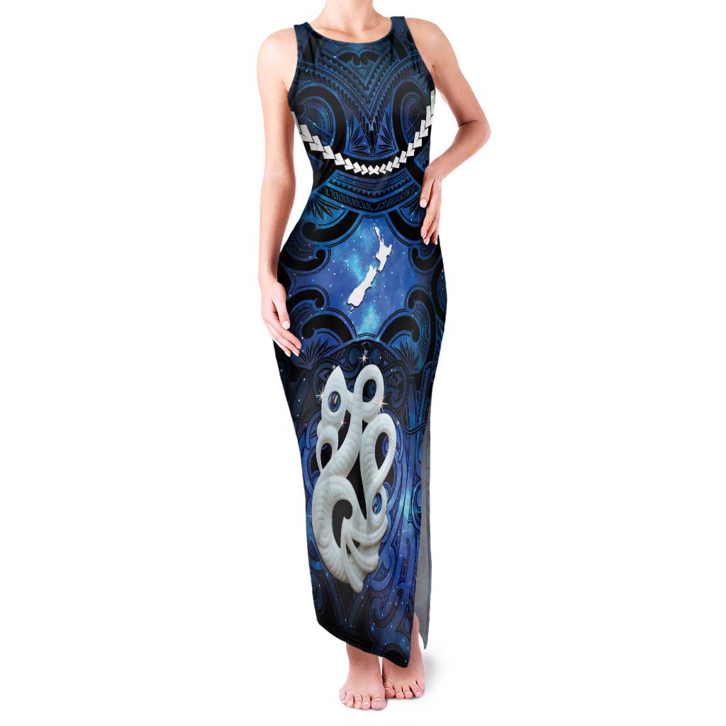 Personalized Maori Matariki Manaia Family Matching Tank Maxi Dress and Hawaiian Shirt Maori Kowhaiwhai Pattern Galaxy