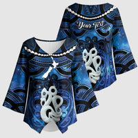 Personalized Maori Matariki Manaia Kimono Sleeve Blouse Maori Kowhaiwhai Pattern Galaxy