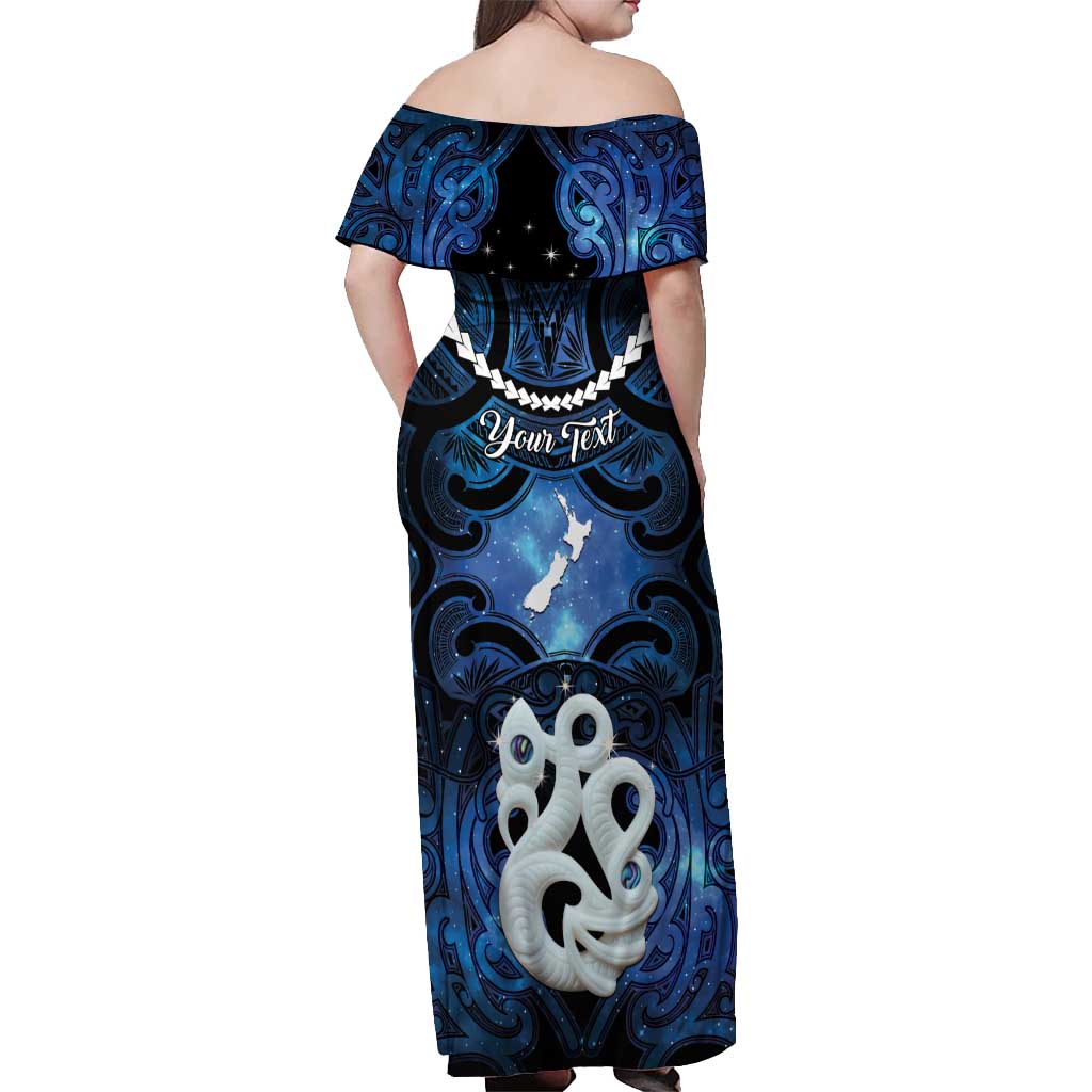 Personalized Maori Matariki Manaia Off Shoulder Maxi Dress Maori Kowhaiwhai Pattern Galaxy LT01 - Polynesian Pride