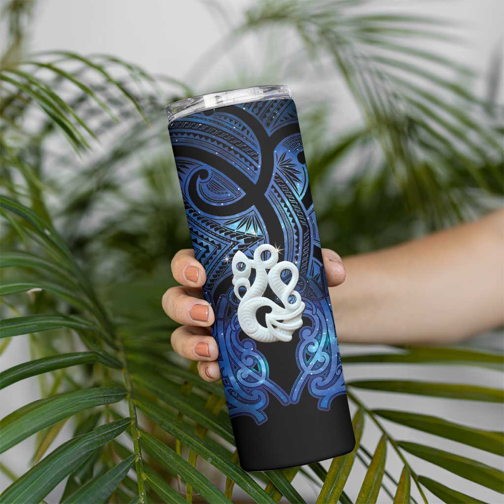 Personalized Maori Matariki Manaia Skinny Tumbler Maori Kowhaiwhai Pattern Galaxy