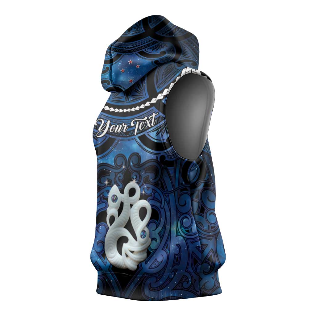 Personalized Maori Matariki Manaia Sleeveless Hoodie Maori Kowhaiwhai Pattern Galaxy