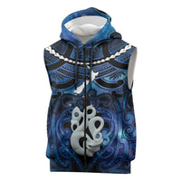 Personalized Maori Matariki Manaia Sleeveless Zip Hoodie Maori Kowhaiwhai Pattern Galaxy