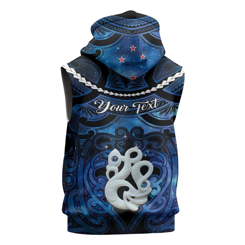 Personalized Maori Matariki Manaia Sleeveless Zip Hoodie Maori Kowhaiwhai Pattern Galaxy