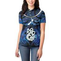 Personalized Maori Matariki Manaia Women Polo Shirt Maori Kowhaiwhai Pattern Galaxy