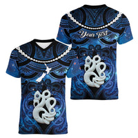 Personalized Maori Matariki Manaia Women V-Neck T-Shirt Maori Kowhaiwhai Pattern Galaxy