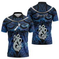 Personalized Maori Matariki Manaia Zipper Polo Shirt Maori Kowhaiwhai Pattern Galaxy LT01 - Polynesian Pride
