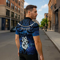Personalized Maori Matariki Manaia Zipper Polo Shirt Maori Kowhaiwhai Pattern Galaxy LT01 - Polynesian Pride