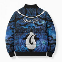 Personalized Maori Matariki Hei Matau Bomber Puffer Jacket Maori Kowhaiwhai Pattern Galaxy
