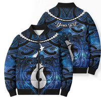 Personalized Maori Matariki Hei Matau Bomber Puffer Jacket Maori Kowhaiwhai Pattern Galaxy