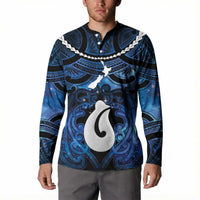 Personalized Maori Matariki Hei Matau Button Sweatshirt Maori Kowhaiwhai Pattern Galaxy
