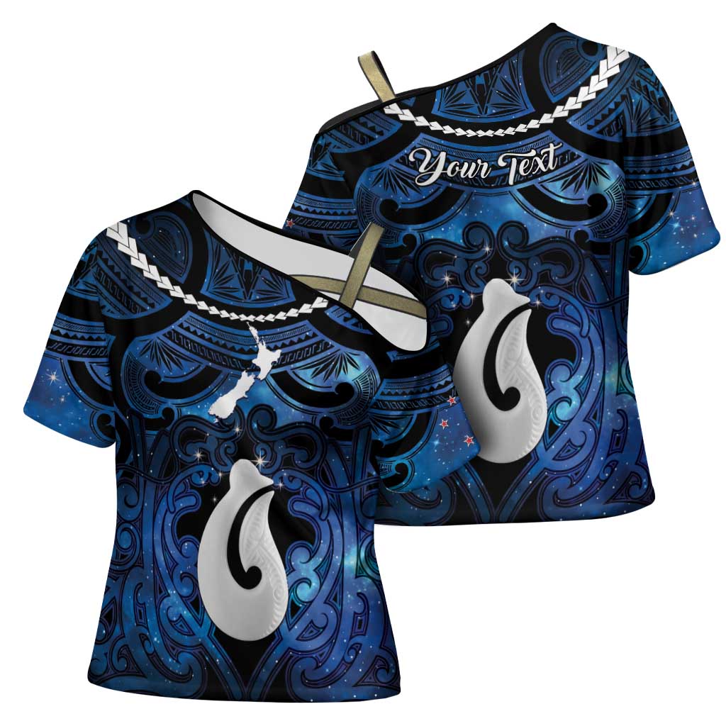 Personalized Maori Matariki Hei Matau Cross Shoulder Shirt Maori Kowhaiwhai Pattern Galaxy