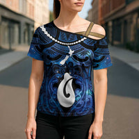 Personalized Maori Matariki Hei Matau Cross Shoulder Shirt Maori Kowhaiwhai Pattern Galaxy