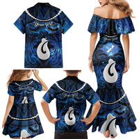 Personalized Maori Matariki Hei Matau Family Matching Mermaid Dress and Hawaiian Shirt Maori Kowhaiwhai Pattern Galaxy