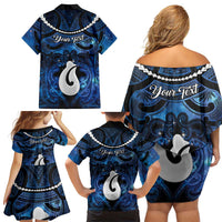 Personalized Maori Matariki Hei Matau Family Matching Off Shoulder Short Dress and Hawaiian Shirt Maori Kowhaiwhai Pattern Galaxy LT01 - Polynesian Pride