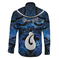 Personalized Maori Matariki Hei Matau Family Matching Off Shoulder Short Dress and Hawaiian Shirt Maori Kowhaiwhai Pattern Galaxy LT01 - Polynesian Pride