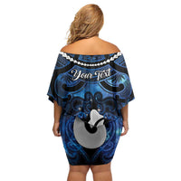 Personalized Maori Matariki Hei Matau Family Matching Off Shoulder Short Dress and Hawaiian Shirt Maori Kowhaiwhai Pattern Galaxy LT01 - Polynesian Pride