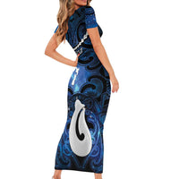 Personalized Maori Matariki Hei Matau Family Matching Short Sleeve Bodycon Dress and Hawaiian Shirt Maori Kowhaiwhai Pattern Galaxy