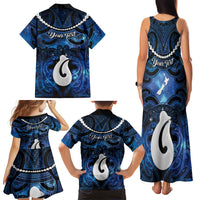 Personalized Maori Matariki Hei Matau Family Matching Tank Maxi Dress and Hawaiian Shirt Maori Kowhaiwhai Pattern Galaxy