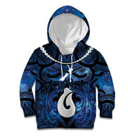 Personalized Maori Matariki Hei Matau Kid Hoodie Maori Kowhaiwhai Pattern Galaxy LT01 Hoodie Blue - Polynesian Pride