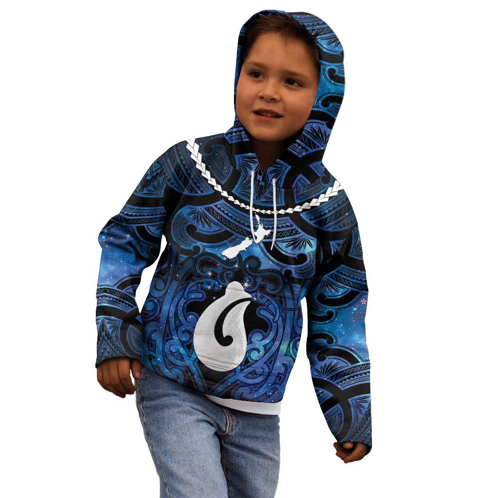 Personalized Maori Matariki Hei Matau Kid Hoodie Maori Kowhaiwhai Pattern Galaxy LT01 - Polynesian Pride