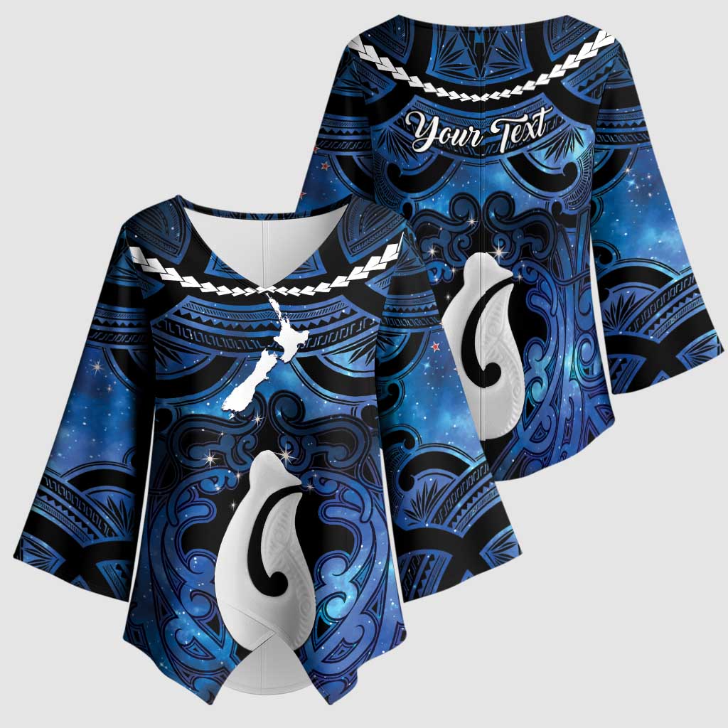 Personalized Maori Matariki Hei Matau Kimono Sleeve Blouse Maori Kowhaiwhai Pattern Galaxy