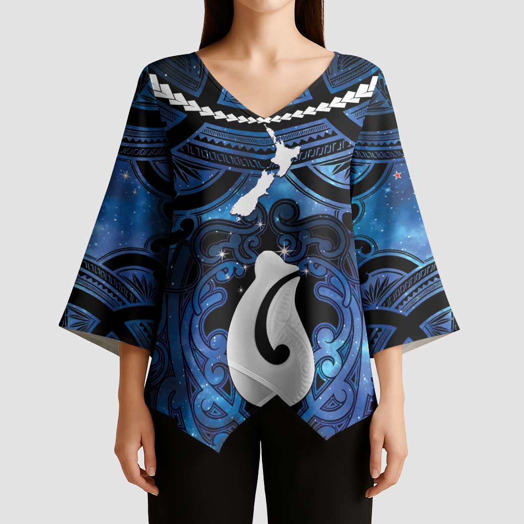Personalized Maori Matariki Hei Matau Kimono Sleeve Blouse Maori Kowhaiwhai Pattern Galaxy