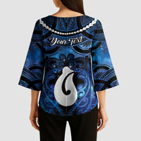 Personalized Maori Matariki Hei Matau Kimono Sleeve Blouse Maori Kowhaiwhai Pattern Galaxy