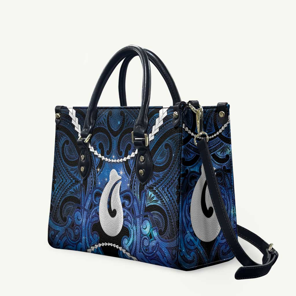 Maori Matariki Hei Matau Leather Bag Maori Kowhaiwhai Pattern Galaxy
