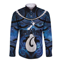 Personalized Maori Matariki Hei Matau Long Sleeve Button Shirt Maori Kowhaiwhai Pattern Galaxy