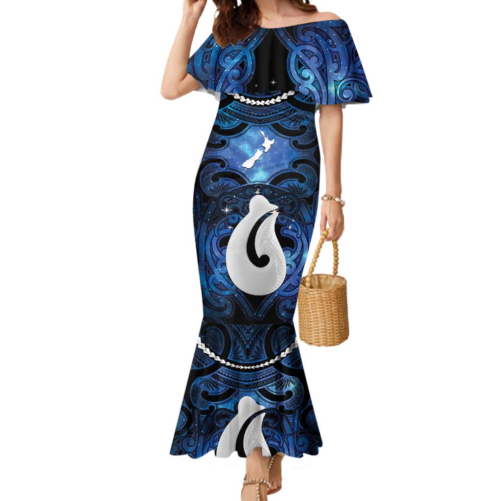 Personalized Maori Matariki Hei Matau Mermaid Dress Maori Kowhaiwhai Pattern Galaxy